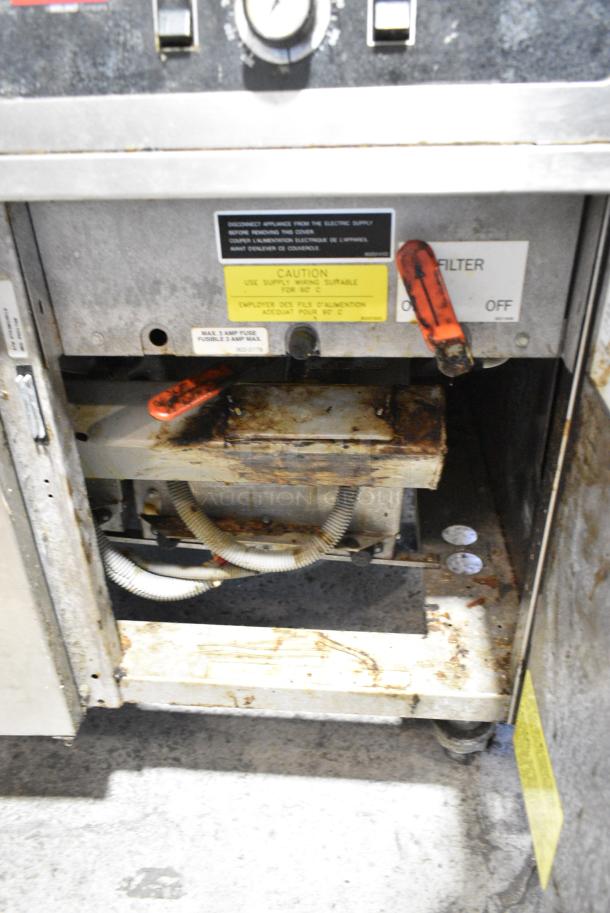 Frymaster FH217SE Stainless Steel Commercial Electric Powered 2 Bay Fryer w/ 2 Dumping Stations on Commercial Casters. 480 Votls, 3 Phase. - Image 10 of 12