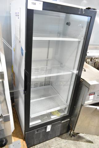 Habco SE12 Metal Commercial Single Door Reach In Cooler Merchandiser w/ Poly Coated Racks. 115 Volts, 1 Phase. Tested and Working!