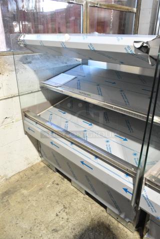 BRAND NEW! 2016 BKI HSS4-2TSQ Stainless Steel Commercial Floor Style 2 Tier Warming Display Case Merchandiser. 230 Volts, 1 Phase.