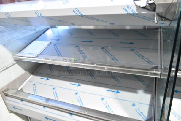 BRAND NEW! 2016 BKI HSS4-2TSQ Stainless Steel Commercial Floor Style 2 Tier Warming Display Case Merchandiser. 230 Volts, 1 Phase. - Image 3 of 4