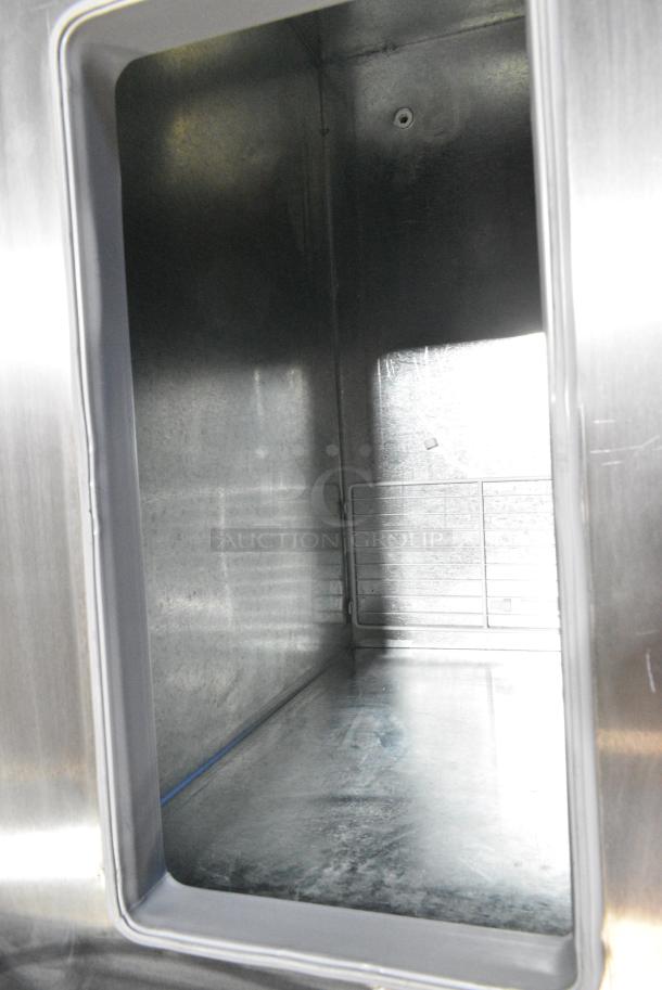 BRAND NEW SCRATCH AND DENT! Master-Bilt DC-4S Stainless Steel Commercial 2 Center Hinge Lid Chest Freezer on Commercial Casters. 115 Volts, 1 Phase. Tested and Working! - Image 9 of 10