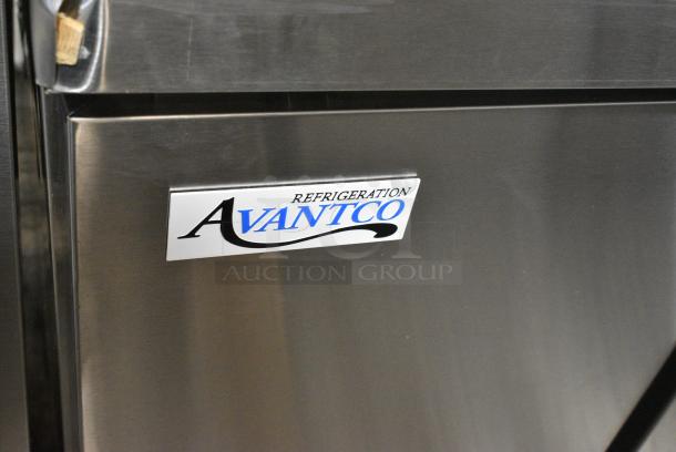BRAND NEW SCRATCH AND DENT! 2024 Avantco 178APPT91HC Stainless Steel Commercial 92" 3 Door Refrigerated Pizza Prep Table on Commercial Casters. 115 Volts, 1 Phase. Tested and Working! - Image 2 of 12