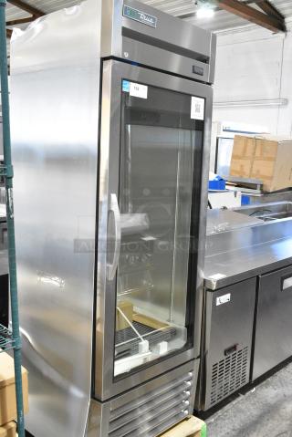 BRAND NEW SCRATCH AND DENT! 2024 True T-23G-HC~FGD01 Stainless Steel Commercial Single Door Reach In Cooler Merchandiser w/ Poly Coated Racks. 115 Volts, 1 Phase. Tested and Working!