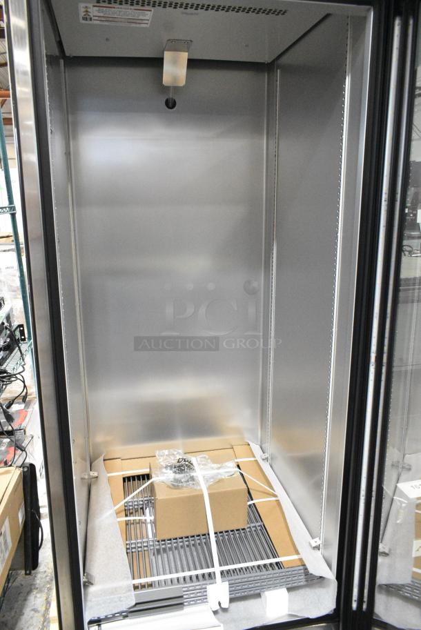 BRAND NEW SCRATCH AND DENT! 2024 True T-23G-HC~FGD01 Stainless Steel Commercial Single Door Reach In Cooler Merchandiser w/ Poly Coated Racks. 115 Volts, 1 Phase. Tested and Working! - Image 3 of 4