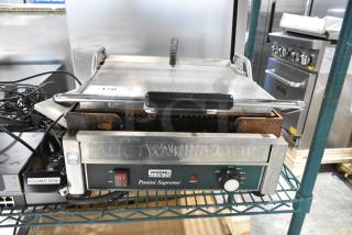 Waring WPG250 Stainless Steel Commercial Countertop Panini Press. 120 Volts, 1 Phase.