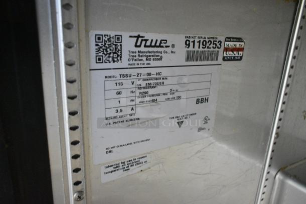 2017 True TSSU-27-08-HC Stainless Steel Commercial Sandwich Salad Prep Table Bain Marie Mega Top on Commercial Casters. 115 Volts, 1 Phase. Tested and Working! - Image 6 of 6