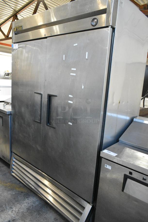 True T-49 Stainless Steel Commercial Sandwich 2 Door Cooler w/ Poly Coated Racks. 115 Volts, 1 Phase. Cannot Test Due To Damaged Plug - Image 1 of 5