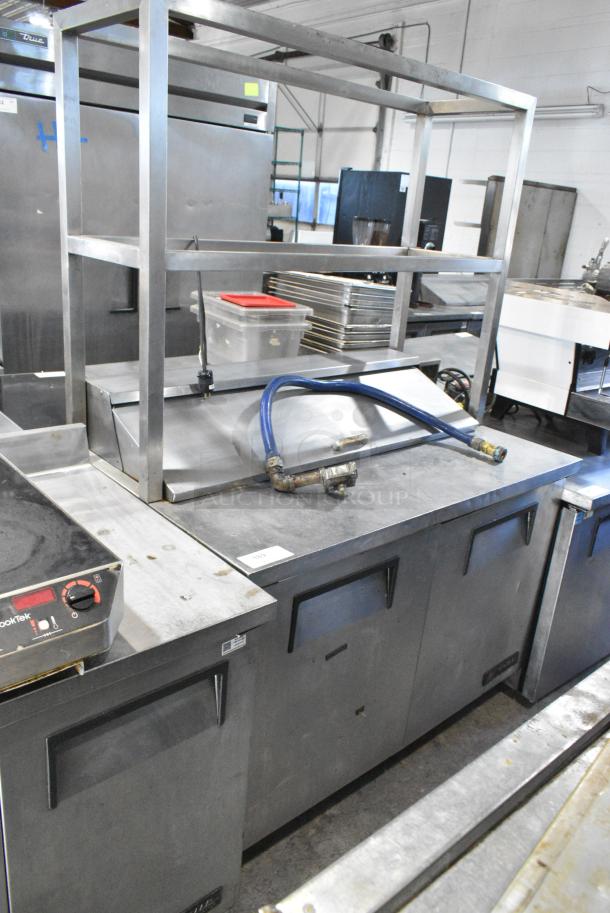 True TSSU-48-12 Stainless Steel Commercial Sandwich Salad Prep Table Bain Marie Mega Top w/ 2 Tier Over Shelf on Commercial Casters. 115 Volts, 1 Phase. Tested and Working! - Image 1 of 11