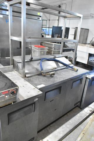 True TSSU-48-12 Stainless Steel Commercial Sandwich Salad Prep Table Bain Marie Mega Top w/ 2 Tier Over Shelf on Commercial Casters. 115 Volts, 1 Phase. Tested and Working!