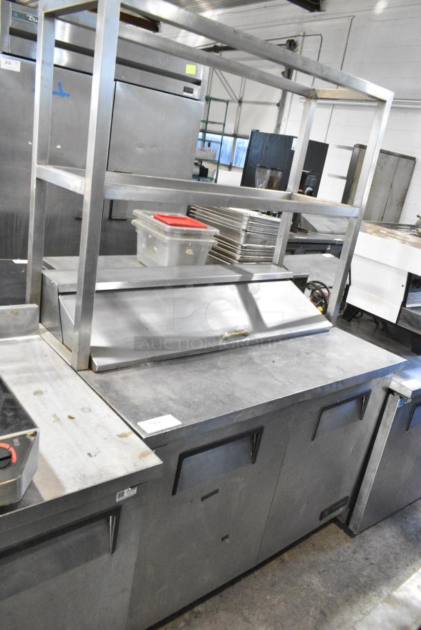True TSSU-48-12 Stainless Steel Commercial Sandwich Salad Prep Table Bain Marie Mega Top w/ 2 Tier Over Shelf on Commercial Casters. 115 Volts, 1 Phase. Tested and Working! - Image 5 of 11