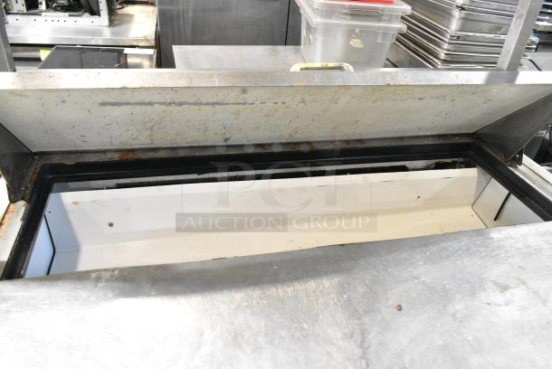 True TSSU-48-12 Stainless Steel Commercial Sandwich Salad Prep Table Bain Marie Mega Top w/ 2 Tier Over Shelf on Commercial Casters. 115 Volts, 1 Phase. Tested and Working! - Image 8 of 11