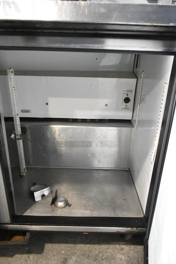 True TSSU-48-12 Stainless Steel Commercial Sandwich Salad Prep Table Bain Marie Mega Top w/ 2 Tier Over Shelf on Commercial Casters. 115 Volts, 1 Phase. Tested and Working! - Image 10 of 11