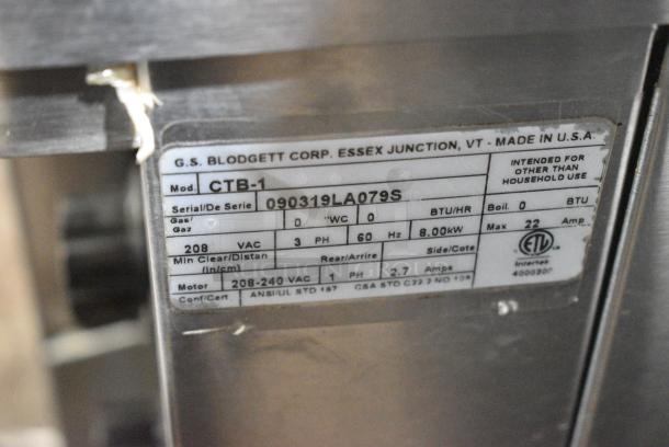 2019 Blodgett CTB-1 Stainless Steel Commercial Electric Powered Half Size Convection Oven w/ View Through Door, Metal Oven Racks and Thermostatic Controls on Commercial Casters. 208-240 Volts, 3 Phase. - Image 7 of 7