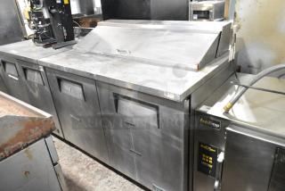 2018 True TSSU-48-12-HC Stainless Steel Commercial Sandwich Salad Prep Table Bain Marie Mega Top on Commercial Casters. 115 Volts, 1 Phase. Tested and Working!