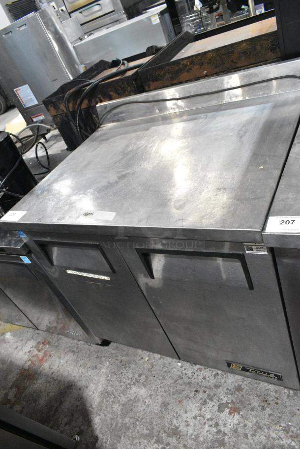 True TWT-36 Stainless Steel Commercial 2 Door Work Top Cooler on Commercial Casters. 115 Volts, 1 Phase. Tested and Working! - Image 1 of 7