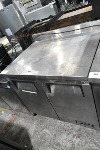 True TWT-36 Stainless Steel Commercial 2 Door Work Top Cooler on Commercial Casters. 115 Volts, 1 Phase. Tested and Working!