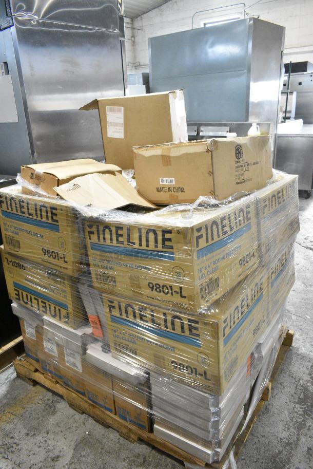20 BRAND NEW! Boxes Including Fineline 18"x4" Round Pete Dome Lids, American Metalcraft FSR14 Faux Slate Round Peels, 309011 Tray Cover, Pacific 43024 Foam BW. 20 Times Your Bid! - Image 4 of 9