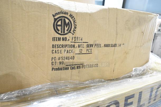 20 BRAND NEW! Boxes Including Fineline 18"x4" Round Pete Dome Lids, American Metalcraft FSR14 Faux Slate Round Peels, 309011 Tray Cover, Pacific 43024 Foam BW. 20 Times Your Bid! - Image 6 of 9