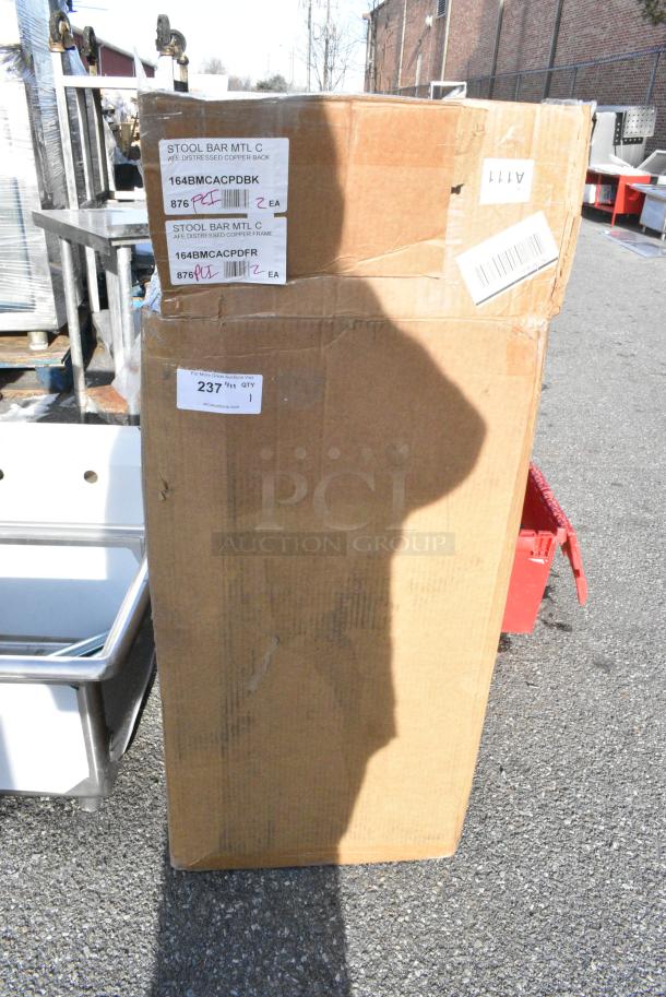 BRAND NEW SCRATCH AND DENT! Box of 2 Lancaster Table & Seating 164BMCACPDFR Bar Stool Distressed Copper Finish. - Image 2 of 3