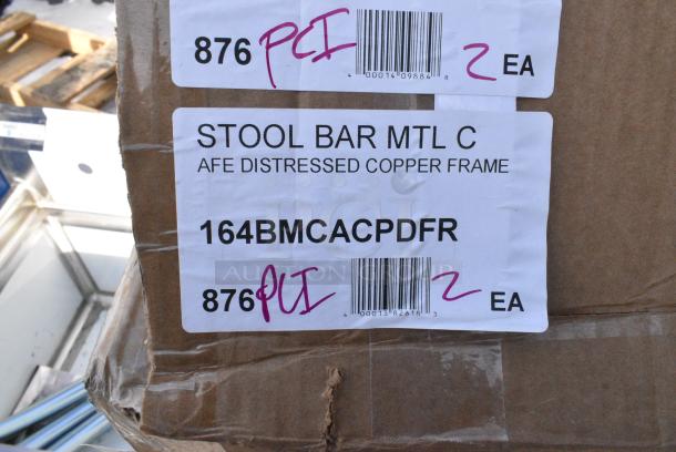 BRAND NEW SCRATCH AND DENT! Box of 2 Lancaster Table & Seating 164BMCACPDFR Bar Stool Distressed Copper Finish. - Image 3 of 3