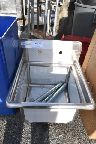 BRAND NEW SCRATCH AND DENT! Steelton 522CS11818N 23 1/2" 18-Gauge Stainless Steel One Compartment Commercial Sink without Drainboard - 18" x 18" x 12" Bowl. Missing 1 Leg.