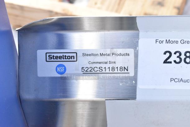 BRAND NEW SCRATCH AND DENT! Steelton 522CS11818N 23 1/2" 18-Gauge Stainless Steel One Compartment Commercial Sink without Drainboard - 18" x 18" x 12" Bowl. Missing 1 Leg. - Image 5 of 5