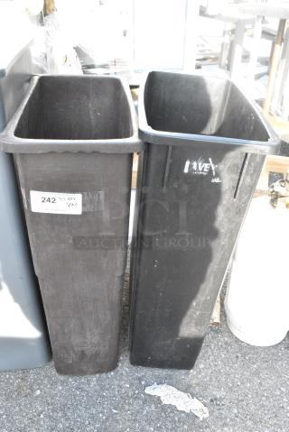 2 Poly Slim Jim Trash Cans. 2 Times Your Bid!