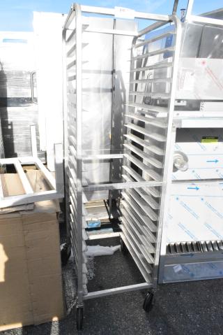 Winco Metal Commercial Pan Transport Rack on Commercial Casters.