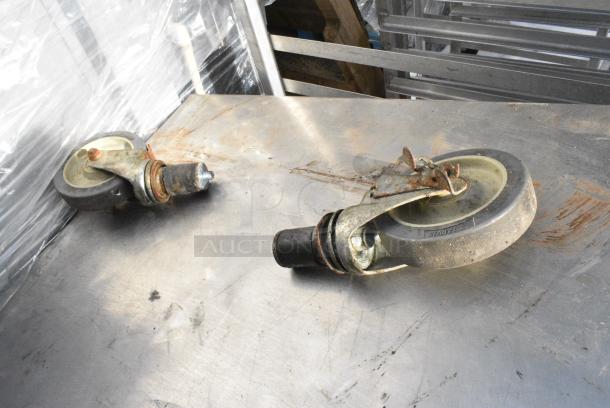 Stainless Steel Table w/ Under Shelf on Commercial Casters. 2 Casters Need To Be Reattached. - Image 4 of 4