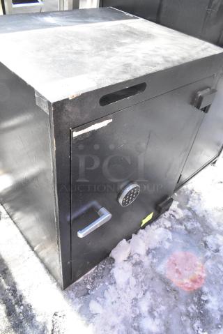 Black Metal Single Compartment Safe. Does Not Come w/ Combination.