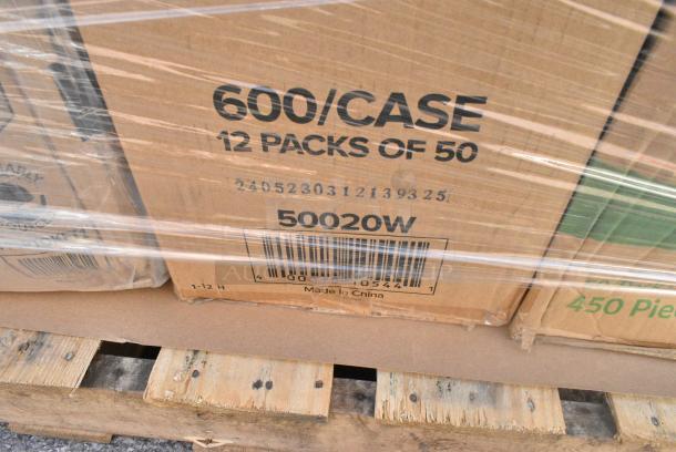 26 BRAND NEW! Boxes Including 347SPBD10WHG Visions 10" Square White Plastic Plate with Gold Bands - 120/Case, 303BWCOPB7 Acopa 7 oz. Bright White Oval Porcelain Coupe Bowl - 36/Case, 127P2B Choice Black Plastic Souffle Cup / Portion Cup - 2 oz. - 2500/Case, 128HD24COMBO Choice Heavy Duty 24 oz. Microwavable Translucent Plastic Deli Container and Lid Combo Pack - 240/Case, 2 Box 347RPBD10WHS Visions 10" White Plastic Plate with Silver Bands - 120/Case, 394325L Noble NexGen Powder-Free Disposable Blue Hybrid 3 Mil Thick Gloves - Large - 1000/Case, 127SB24COMBO Choice 24 oz. Clear Plastic Salad Bowl with Lid - 150/Case, 795PLAKFT1 EcoChoice Kraft PLA Lined Compostable #1 Take-Out Container 4 3/8" x 3 1/2" x 2 1/2" - 450/Case, 50020W Choice 20 oz. White Poly Paper Hot Cup - 600/Case, 50010CAFE Choice 10 oz. Cafe Print Poly Paper Hot Cup - 1000/Case, 500MF993B3C Choice 9" x 9" 3-Compartment Microwaveable Black Mineral-Filled Plastic Hinged Take-Out Container - 150/Case. 26 Times Your Bid! - Image 15 of 17