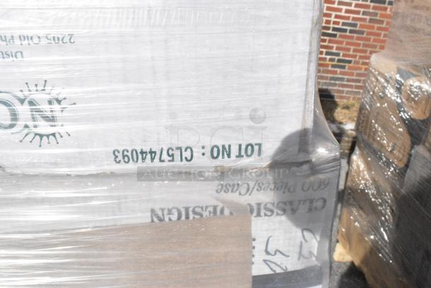 35 BRAND NEW! Boxes Including 788210086 Hoffmaster 210086 82" x 82" White Cellutex Tissue / Poly Paper Table Cover - 25/Case, 127CH16 Choice 16 oz. Clear RPET Hinged Deli Container - 200/Case, 485WPJ7BK EcoChoice 7 3/4" Jumbo Black Wrapped Paper Straw - 3200/Case, 394365XL Noble Products Powder-Free Disposable Clear Vinyl Gloves for Foodservice - Extra Large - 1000/Case, 347RP9CL Visions 9" Clear Plastic Plate - 240/Case,  347RP9CLSS Visions Wave 9" Clear Plastic Plate - 180/Case, 5002BNAPWH Choice 2-Ply White Beverage / Cocktail Napkin - 3000/Case, KKNIFEH Choice Black Heavy Weight Plastic Knife - 1000/Case. 35 Times Your Bid! - Image 11 of 15