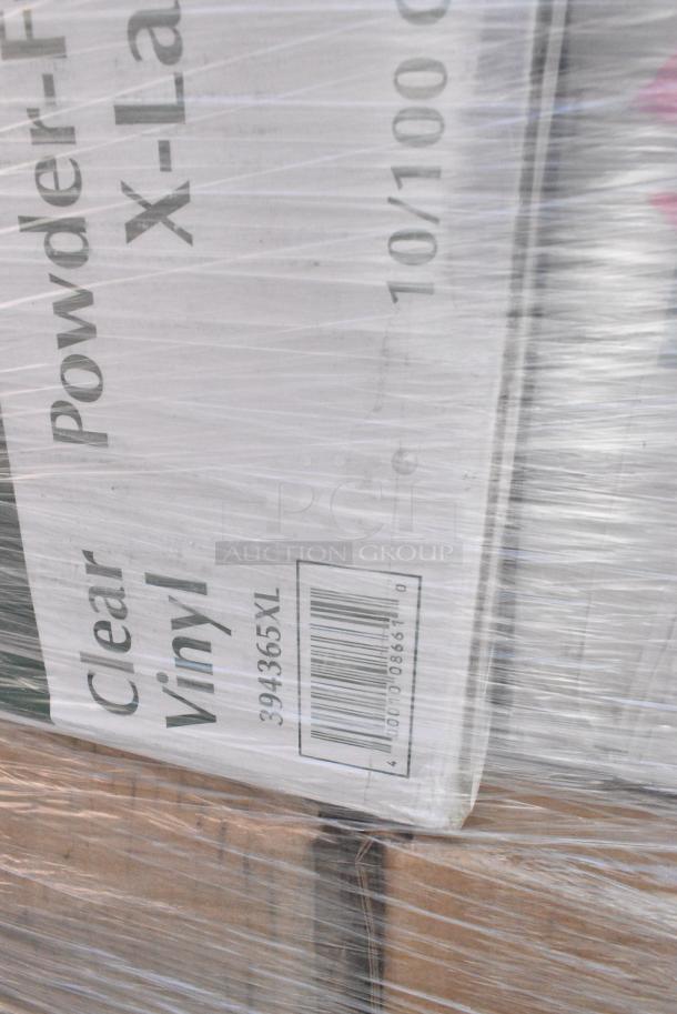 35 BRAND NEW! Boxes Including 788210086 Hoffmaster 210086 82" x 82" White Cellutex Tissue / Poly Paper Table Cover - 25/Case, 127CH16 Choice 16 oz. Clear RPET Hinged Deli Container - 200/Case, 485WPJ7BK EcoChoice 7 3/4" Jumbo Black Wrapped Paper Straw - 3200/Case, 394365XL Noble Products Powder-Free Disposable Clear Vinyl Gloves for Foodservice - Extra Large - 1000/Case, 347RP9CL Visions 9" Clear Plastic Plate - 240/Case,  347RP9CLSS Visions Wave 9" Clear Plastic Plate - 180/Case, 5002BNAPWH Choice 2-Ply White Beverage / Cocktail Napkin - 3000/Case, KKNIFEH Choice Black Heavy Weight Plastic Knife - 1000/Case. 35 Times Your Bid! - Image 13 of 15