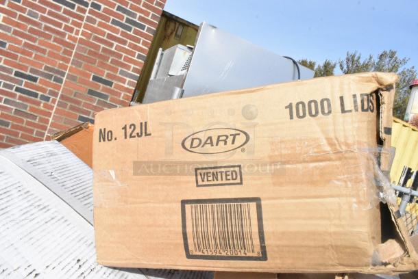 40 BRAND NEW! Boxes Including 4 Box 433NHT101H Choice 1/6 Standard Size White "Thank You" Medium-Duty Plastic T-Shirt Bag - 1000/Case, GET Urban Renewal 3 Gallon Stainless Steel / Triton Beverage Dispenser with Ice Chamber BEV-3GAL-SS, Everyday LED Flashlight, Dart 12JL Lids. 40 Times Your Bid! - Image 12 of 15