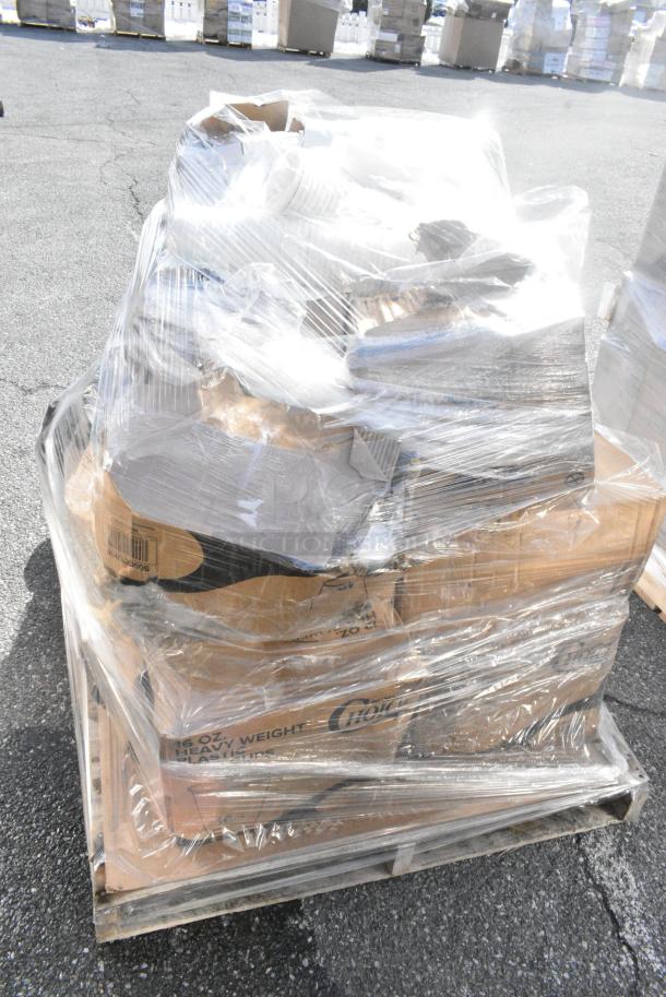 12 BRAND NEW! Boxes Including 500CC16HW Choice Heavy Weight 16 oz. Clear Plastic Cold Cup - 1000/Case, 5002DNAP Choice White 2-Ply Dinner Napkin 17" x 15" - 3000/Case, 129MCS38B Choice 38 oz. Black Rectangular Microwavable Heavy Weight Container with Lid 8 3/4" x 6 1/4" x 2" - 150/Case, 500CC12HW Choice Heavy Weight 12 oz. Clear Plastic Cold Cup - 1000/Case. 12 Times Your Bid! - Image 4 of 10