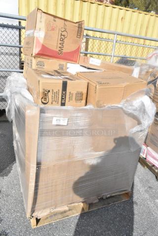18 BRAND NEW! Boxes Including Fold-Pak SmartServ 16SSPRINTM 16 oz. Printed Chinese / Asian Microwavable Paper Take-Out Container - 500/Case, Dart 6PWCR Concorde 6" White Non-Laminated Round Foam Plate - 1000/Case, 129MCS38B Choice Containers, Huhtamaki Chinet 20990 StrongHolder 2 Cup Carrier with Large Tray - 100/Case, Assure 190F1728 Pitco PP10606 Equivalent 17 1/2" x 28" Heavy-Duty Flat Style Filter Paper - 100/Box, 485WJ10WH Choice 10 1/4" Jumbo Red and White Striped Wrapped Straw - 2000/Case. 18 Times Your Bid!