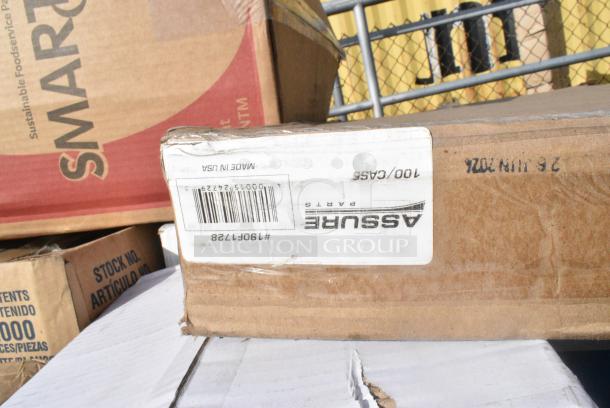 18 BRAND NEW! Boxes Including Fold-Pak SmartServ 16SSPRINTM 16 oz. Printed Chinese / Asian Microwavable Paper Take-Out Container - 500/Case, Dart 6PWCR Concorde 6" White Non-Laminated Round Foam Plate - 1000/Case, 129MCS38B Choice Containers, Huhtamaki Chinet 20990 StrongHolder 2 Cup Carrier with Large Tray - 100/Case, Assure 190F1728 Pitco PP10606 Equivalent 17 1/2" x 28" Heavy-Duty Flat Style Filter Paper - 100/Box, 485WJ10WH Choice 10 1/4" Jumbo Red and White Striped Wrapped Straw - 2000/Case. 18 Times Your Bid! - Image 10 of 11