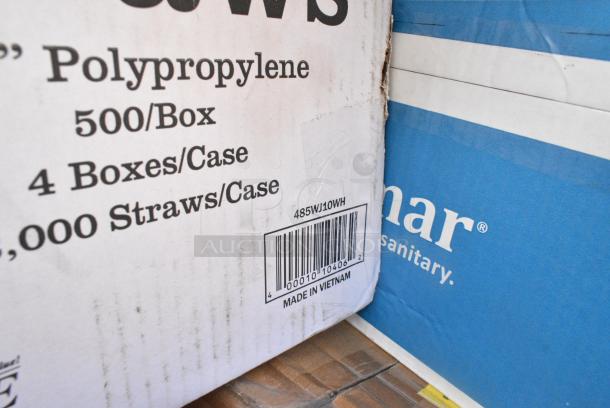 18 BRAND NEW! Boxes Including Fold-Pak SmartServ 16SSPRINTM 16 oz. Printed Chinese / Asian Microwavable Paper Take-Out Container - 500/Case, Dart 6PWCR Concorde 6" White Non-Laminated Round Foam Plate - 1000/Case, 129MCS38B Choice Containers, Huhtamaki Chinet 20990 StrongHolder 2 Cup Carrier with Large Tray - 100/Case, Assure 190F1728 Pitco PP10606 Equivalent 17 1/2" x 28" Heavy-Duty Flat Style Filter Paper - 100/Box, 485WJ10WH Choice 10 1/4" Jumbo Red and White Striped Wrapped Straw - 2000/Case. 18 Times Your Bid! - Image 11 of 11