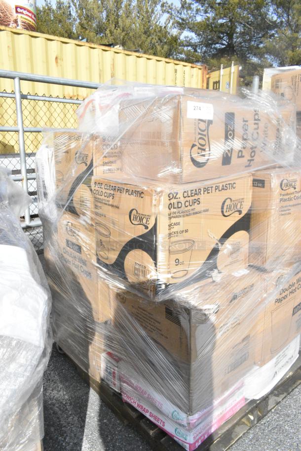 26 BRAND NEW! Boxes Including 500CC9 Choice 9 oz. Clear PET Customizable Plastic Squat Cold Cup - 1000/Case, 50010DWALLW Choice 10 oz. White Smooth Double Wall Paper Hot Cup - 500/Case, SMS400M Cordova White C-Max Standard Weight Poly 3-Layer Propylene Coveralls With Elastic Wrists, Hood, and Boots - Medium - 25/Case, 500TW12 Choice 12 oz. Translucent Thin Wall Plastic Cold Cup - 1000/Case, 50020W Choice 20 oz. White Poly Paper Hot Cup - 600/Case, 130BKFKSNH Choice Black Heavy Weight Wrapped Polystyrene Plastic Cutlery Pack with Napkin - 500/Case. 26 Times Your Bid! - Image 3 of 14
