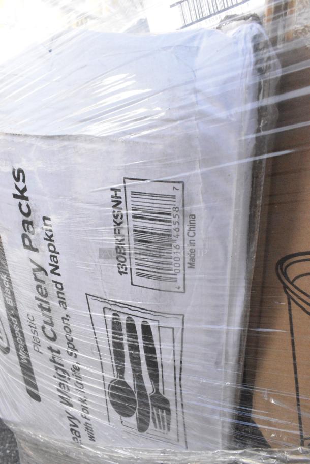 26 BRAND NEW! Boxes Including 500CC9 Choice 9 oz. Clear PET Customizable Plastic Squat Cold Cup - 1000/Case, 50010DWALLW Choice 10 oz. White Smooth Double Wall Paper Hot Cup - 500/Case, SMS400M Cordova White C-Max Standard Weight Poly 3-Layer Propylene Coveralls With Elastic Wrists, Hood, and Boots - Medium - 25/Case, 500TW12 Choice 12 oz. Translucent Thin Wall Plastic Cold Cup - 1000/Case, 50020W Choice 20 oz. White Poly Paper Hot Cup - 600/Case, 130BKFKSNH Choice Black Heavy Weight Wrapped Polystyrene Plastic Cutlery Pack with Napkin - 500/Case. 26 Times Your Bid! - Image 14 of 14