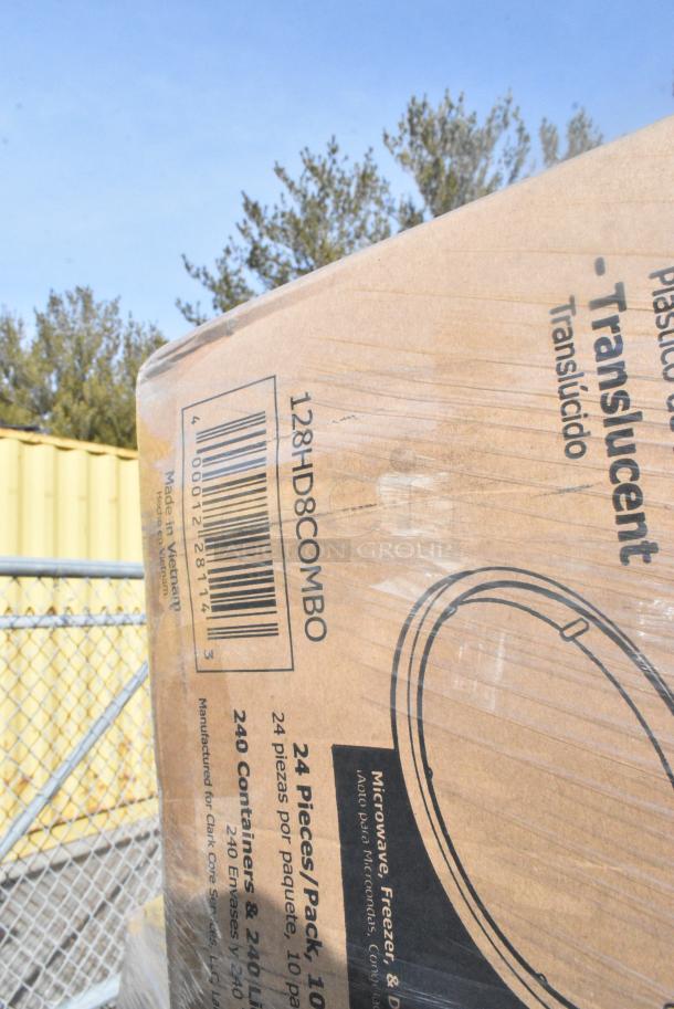 35 BRAND NEW! Boxes Including 5001RT800N Lavex 8" Natural Kraft Hardwound Paper Towel, 800 Feet / Roll - 6/Case, 500L1020B Choice Black Hot Paper Cup Travel Lid for 10-24 oz. Standard Cups and 8 oz. Squat Cups - 1000/Case, 128HD8COMBO Choice Heavy Duty 8 oz. Microwavable Translucent Plastic Deli Container and Lid Combo Pack - 240/Case, 485UPJ7BK EcoChoice 7 3/4" Black Jumbo Unwrapped Paper Straw - 4800/Case, 612605070HD Choice Full Size Heavy-Duty Foil Steam Table Pan Deep 3 3/8" Depth - 50/Case, 795PTOKFT4 Choice Kraft Microwavable Folded Paper #4 Take-Out Container 7 3/4" x 5 1/2" x 3 1/2" - 160/Case, 795KFT32RNPE Choice 32 oz. Round Kraft PE-Lined Microwavable Take-Out Container 5 15/16" x 3" - 300/Case, 966UPWIDEB OneUp by Choice White 2-Ply Wide Interfold 6 1/2" x 8 1/2" Dispenser Napkin - 6000/Case, 433NHT309 Choice 1/6 Standard Size Clear Unprinted Standard-Duty Plastic T-Shirt Bag - 1000/Case, 2 Box 130TRAY16 Visions Black PET Plastic 16" Thermoform Catering / Deli Tray - 25/Case, 347RP10WHSS Visions Wave 10" White Plastic Plate - 144/Case. 35 Times Your Bid! - Image 7 of 19