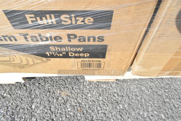 28 BRAND NEW! Boxes Including 245CCGR12BL Baker's Lane 12" White Corrugated Grease-Resistant Cake Circle - 100/Case, 5008W Choice 8 oz. Tall White Poly Paper Hot Cup - 1000/Case, 500TO883 Choice 8" x 8" x 3" Microwaveable 1-Compartment Black / Clear Plastic Hinged Container - 100/Case, 433W6BGC Choice 6 lb. White Paper Bag - 500/Case, 612FS1116 Choice Full Size Foil Steam Table Pan Shallow 1 11/16" Depth - 50/Case, 128HD12COMBO Choice Heavy Duty 12 oz. Microwavable Translucent Plastic Deli Container and Lid Combo Pack - 240/Case, Dart 90HTPF1R White Foam Square Take Out Container with Hinged Lid 9" x 9" x 3" - 200/Case. 28 Times Your Bid! - Image 10 of 13