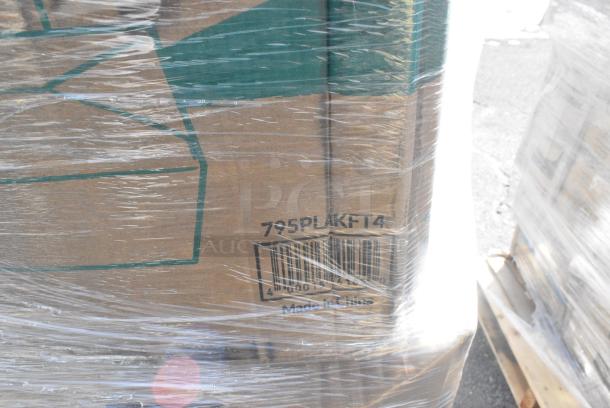25 BRAND NEW! Boxes Including 130BKFKSNH Choice Black Heavy Weight Wrapped Plastic Cutlery Pack with Napkin - 500/Case, 433LSLCPIE Choice 5" Clear Hinged Slice Container with Low Dome Lid - 150/Case, 795PLAKFT4 EcoChoice Kraft PLA Lined Compostable #4 Take-Out Container 7 3/4" x 5 1/2" x 3 1/2" - 160/Case, 50010DWALLW Choice 10 oz. White Smooth Double Wall Paper Hot Cup - 500/Case, 500CC9 Choice 9 oz. Clear PET Customizable Plastic Squat Cold Cup - 1000/Case. 25 Times Your Bid! - Image 7 of 10