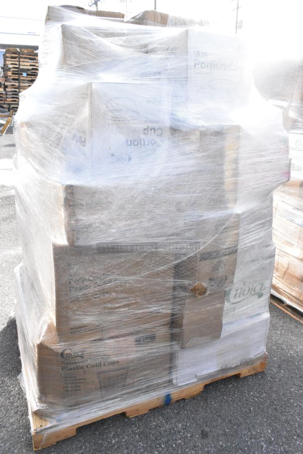 30 BRAND NEW! Boxes Including 966TALLFLDB Choice White Tall-Fold 6" x 13" Dispenser Napkin - 8000/Case, 127P150C Choice 1.5 oz. Clear Plastic Souffle Cup / Portion Cup - 2500/Case, 50010DWALLW Choice 10 oz. White Smooth Double Wall Paper Hot Cup - 500/Case. 30 Times Your Bid! - Image 4 of 8
