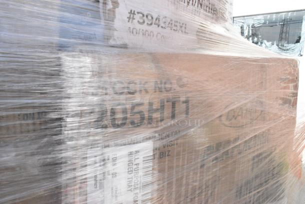 24 BRAND NEW! Boxes Including 394385XL Noble Products White Powder-Free Disposable Latex Gloves for Foodservice - Extra Large - 1000/Case, Dart 205HT1 White Foam Take Out Container with Perforated Hinged Lid 9" x 6" x 3" - 200/Case, 394345XL Noble NexGen Powder-Free Disposable Black Hybrid 3 Mil Thick Gloves - Extra Large - 1000/Case, 129MCS38B Choice 38 oz. Black Rectangular Microwavable Heavy Weight Container with Lid 8 3/4" x 6 1/4" x 2" - 150/Case, 760WY9LT Lavex 9 oz. Translucent, Individually Wrapped Cups - 1000/Case, 347BP10C3WH Choice 10 1/4" 3-Compartment White Plastic Plate - 500/Case, 500CC9 Choice 9 oz. Clear PET Customizable Plastic Squat Cold Cup - 1000/Case, 129MCS28B Black Microwavable Heavy Containeer with lid. 24 Times Your Bid! - Image 6 of 12