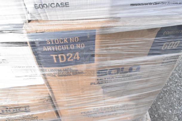24 BRAND NEW! Boxes Including 795PTOBK4 Choice Black Microwavable Folded Paper #4 Take-Out Container 7 3/4" x 5 1/2" x 3 1/2" - 160/Case, 130BKFKSNSPX500 Choice Black Extra Heavy Weight Wrapped Polystyrene Plastic Cutlery Pack with Napkin and Salt and Pepper Packets - 500/Case, 129MCS242CB Choice 30 oz. Black 8 3/4" x 6" x 2 3/4" 2-Compartment Rectangular Microwavable Heavy Weight Container with Lid - 150/Case, 760TD24 Clear Solo Cups 24 oz, 500CC16 Choice Clear PET Customizable Plastic Cold Cup - 16 oz. - 1000/Case, 500CC32PHD Choice Heavy Duty 32 oz. Pedestal Heavy Weight Clear PET Plastic Cold Cup - 500/Case, 500LSTRWLW Choice 9, 12, 16, 20, and 24 oz. Clear Sip-Through Lid with Extra-Wide Opening - 1000/Case, 394365L Noble Products Powder-Free Disposable Clear Vinyl Gloves for Foodservice - Large - 1000/Case. 24 Times Your Bid! - Image 9 of 14