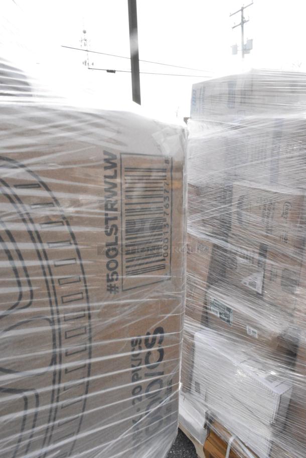 24 BRAND NEW! Boxes Including 795PTOBK4 Choice Black Microwavable Folded Paper #4 Take-Out Container 7 3/4" x 5 1/2" x 3 1/2" - 160/Case, 130BKFKSNSPX500 Choice Black Extra Heavy Weight Wrapped Polystyrene Plastic Cutlery Pack with Napkin and Salt and Pepper Packets - 500/Case, 129MCS242CB Choice 30 oz. Black 8 3/4" x 6" x 2 3/4" 2-Compartment Rectangular Microwavable Heavy Weight Container with Lid - 150/Case, 760TD24 Clear Solo Cups 24 oz, 500CC16 Choice Clear PET Customizable Plastic Cold Cup - 16 oz. - 1000/Case, 500CC32PHD Choice Heavy Duty 32 oz. Pedestal Heavy Weight Clear PET Plastic Cold Cup - 500/Case, 500LSTRWLW Choice 9, 12, 16, 20, and 24 oz. Clear Sip-Through Lid with Extra-Wide Opening - 1000/Case, 394365L Noble Products Powder-Free Disposable Clear Vinyl Gloves for Foodservice - Large - 1000/Case. 24 Times Your Bid! - Image 13 of 14