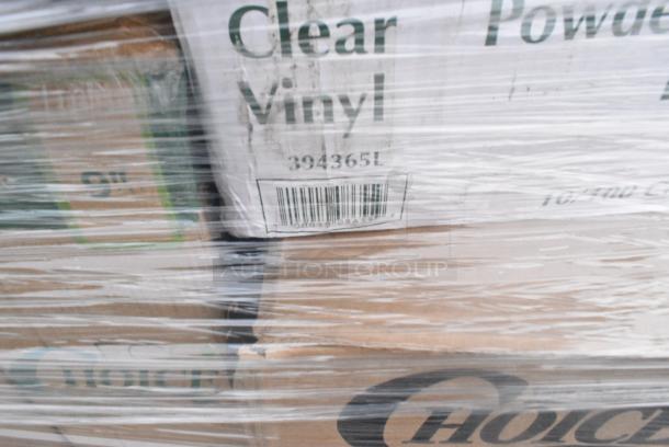 24 BRAND NEW! Boxes Including 795PTOBK4 Choice Black Microwavable Folded Paper #4 Take-Out Container 7 3/4" x 5 1/2" x 3 1/2" - 160/Case, 130BKFKSNSPX500 Choice Black Extra Heavy Weight Wrapped Polystyrene Plastic Cutlery Pack with Napkin and Salt and Pepper Packets - 500/Case, 129MCS242CB Choice 30 oz. Black 8 3/4" x 6" x 2 3/4" 2-Compartment Rectangular Microwavable Heavy Weight Container with Lid - 150/Case, 760TD24 Clear Solo Cups 24 oz, 500CC16 Choice Clear PET Customizable Plastic Cold Cup - 16 oz. - 1000/Case, 500CC32PHD Choice Heavy Duty 32 oz. Pedestal Heavy Weight Clear PET Plastic Cold Cup - 500/Case, 500LSTRWLW Choice 9, 12, 16, 20, and 24 oz. Clear Sip-Through Lid with Extra-Wide Opening - 1000/Case, 394365L Noble Products Powder-Free Disposable Clear Vinyl Gloves for Foodservice - Large - 1000/Case. 24 Times Your Bid! - Image 14 of 14
