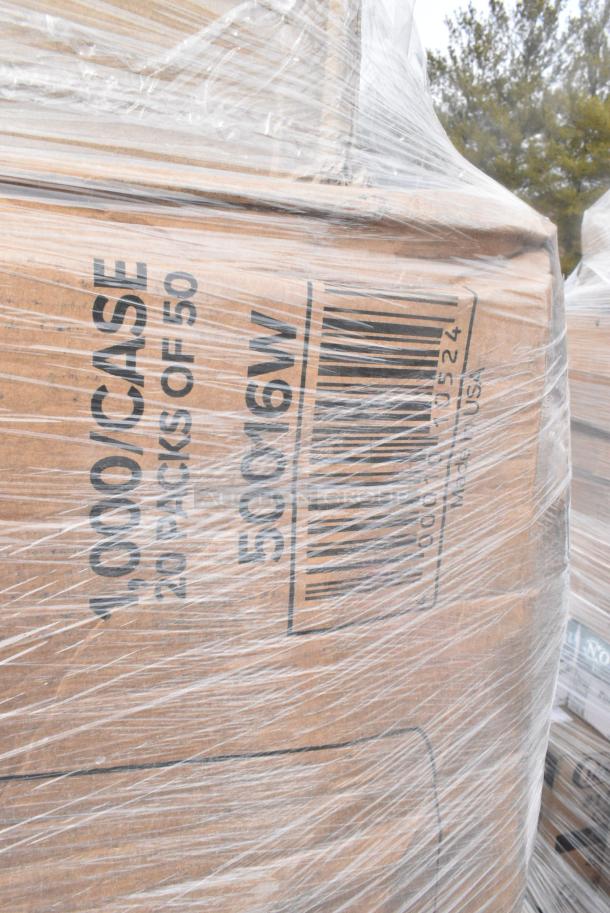 32 BRAND NEW! Boxes Including 128HD12COMBO Choice Heavy Duty 12 oz. Microwavable Translucent Plastic Deli Container and Lid Combo Pack - 240/Case, 394365XL Noble Products Powder-Free Disposable Clear Vinyl Gloves for Foodservice - Extra Large - 1000/Case, 50016W Choice White Poly Paper Hot Cup, 500TW5 Choice 5 oz. Translucent Thin Wall Plastic Cold Cup - 2500/Case, 129MCS242CB Choice 30 oz. Black 8 3/4" x 6" x 2 3/4" 2-Compartment Rectangular Microwavable Heavy Weight Container with Lid - 150/Case, 130GDSPN400Y Visions 6 1/2" Elegant Gold Heavy Weight Plastic Spoon - 400/Case, Lavex 502434816CL Lavex 56 Gallon 16 Micron 43" x 48" High Density Janitorial Can Liner / Trash Bag - 200/Case. 32 Times Your Bid! - Image 7 of 12