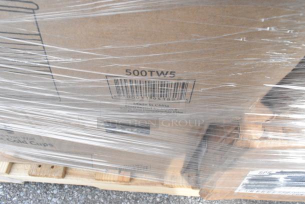 32 BRAND NEW! Boxes Including 128HD12COMBO Choice Heavy Duty 12 oz. Microwavable Translucent Plastic Deli Container and Lid Combo Pack - 240/Case, 394365XL Noble Products Powder-Free Disposable Clear Vinyl Gloves for Foodservice - Extra Large - 1000/Case, 50016W Choice White Poly Paper Hot Cup, 500TW5 Choice 5 oz. Translucent Thin Wall Plastic Cold Cup - 2500/Case, 129MCS242CB Choice 30 oz. Black 8 3/4" x 6" x 2 3/4" 2-Compartment Rectangular Microwavable Heavy Weight Container with Lid - 150/Case, 130GDSPN400Y Visions 6 1/2" Elegant Gold Heavy Weight Plastic Spoon - 400/Case, Lavex 502434816CL Lavex 56 Gallon 16 Micron 43" x 48" High Density Janitorial Can Liner / Trash Bag - 200/Case. 32 Times Your Bid! - Image 9 of 12